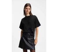 HUGO Camiseta de punto de algodón con bordado de logo de gran tamaño - StyleDuslant, 50570677 Negro M