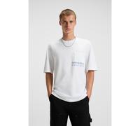 HUGO Camiseta de punto de algodón con bordado de logo sombreado - StyleNogoste, 50549120 Blanco L