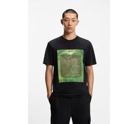 HUGO Camiseta de punto de algodón con estampado de laberinto - StyleDabryntee, 50549116 Negro L