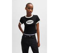 HUGO Camiseta de punto de algodón con estampado gráfico de temporada - StyleDalia_B, 50527658 Negro XS