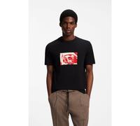 HUGO Camiseta de punto de algodón con estampado gráfico - StyleDirom, 50570844 Negro S