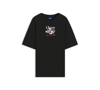 HUGO Camiseta de punto de algodón con estampado gráfico - StyleOversized Tee_B_15, 50566578 Negro S