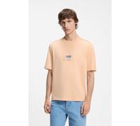 HUGO Camiseta de punto de algodón con etiqueta con logo estilo ropa de trabajo - StyleNromo, 50557813 Naranja claro XS