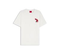 HUGO Camiseta de punto de algodón con gráficos de rosas e inspiración motera - StyleDikerd, 50564024 Natural M