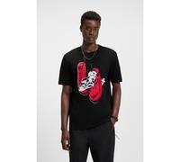 HUGO Camiseta de punto de algodón con ilustración de boxeo - StyleDiboxer, 50542560 Negro XS