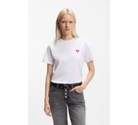 HUGO Camiseta de punto de algodón con ilustración de corazón - StyleDamacia_6, 50562145 Blanco M