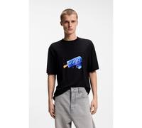 HUGO Camiseta de punto de algodón con ilustración de helado - StyleNoglasy, 50560049 Negro M