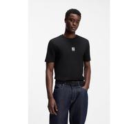 HUGO Camiseta de punto de algodón con ilustración de logo bordado - StyleDarusi, 50561126 Negro XXL