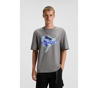 HUGO Camiseta de punto de algodón con ilustración de logo de snowboard - StyleNarolix, 50549150 Gris XS