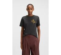 HUGO Camiseta de punto de algodón con ilustración de logo - StyleDamacia_5, 50544868 Negro XS