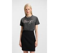 HUGO Camiseta de punto de algodón con ilustración de logo - StyleDamacia_5, 50544868 Negro XS