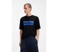 HUGO Camiseta de punto de algodón con ilustración de logo - StyleNalien, 50560060 Negro XXL