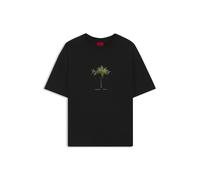 HUGO Camiseta de punto de algodón con ilustración de palmera - StyleDuwom, 50538972 Negro M