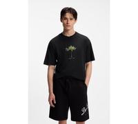 HUGO Camiseta de punto de algodón con ilustración de palmera - StyleDuwom, 50538972 Negro XL