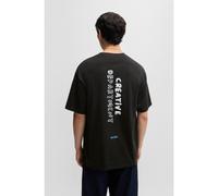 HUGO Camiseta de punto de algodón con ilustración de temporada - StyleNabion, 50530441 Negro S