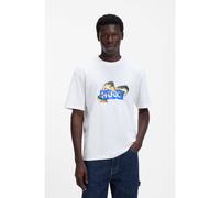 HUGO Camiseta de punto de algodón con ilustración estampada - StyleNalotrix, 50554349 Blanco S