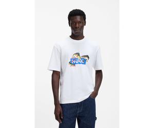 HUGO Camiseta de punto de algodón con ilustración estampada - StyleNalotrix, 50554349 Blanco S