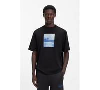 HUGO Camiseta de punto de algodón con ilustración estampada - StyleNierofix, 50554369 Negro L