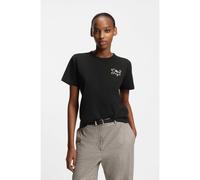 HUGO Camiseta de punto de algodón con ilustración floral - StyleDestrel_4, 50555813 Negro S