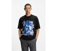 HUGO Camiseta de punto de algodón con ilustración floral - StyleDifluro, 50548466 Negro XL