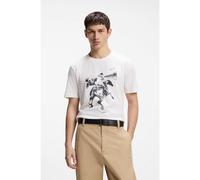 HUGO Camiseta de punto de algodón con ilustración inspirada en las carreras de caballos - StyleDuhorse, 50557684 Blanco S