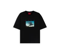 HUGO Camiseta de punto de algodón con logo estampado de murmullo - StyleDorizon, 50549156 Negro L