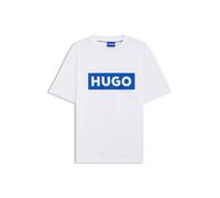 HUGO Camiseta de punto de algodón con logo estampado en azul - StyleNico, 50522376 Blanco XXL
