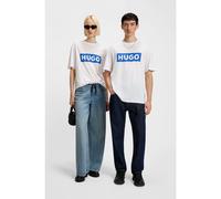 HUGO Camiseta de punto de algodón con logo estampado - StyleNico, 50522376 Blanco XS