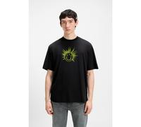 HUGO Camiseta de punto de algodón con logo gráfico estampado - StyleNugix, 50543485 Negro L