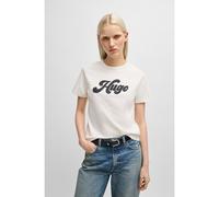 HUGO Camiseta de punto de algodón con logo retro - StyleDamacia_4, 50539101 Blanco XL