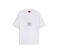 HUGO Camiseta de punto de algodón con logos de estilo universitario - StyleDuarms, 50542817 Blanco M