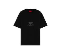 HUGO Camiseta de punto de algodón con logos de estilo universitario - StyleDuarms, 50542817 Negro L