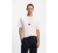 HUGO Camiseta de punto de algodón con logotipo estampado encerado - StyleDivis, 50546716 Natural M