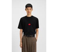 HUGO Camiseta de punto de algodón con logotipo estampado encerado - StyleDivis, 50546716 Negro S
