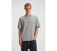 HUGO Camiseta de punto de algodón con parche de logo azul - StyleNieros, 50509991 Gris claro M