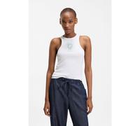 HUGO Camiseta de tirantes de algodón acanalado con ilustración de logo - StyleDimartini_B, 50560792 Blanco M