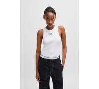HUGO Camiseta de tirantes de algodón elástico con etiqueta con logo azul - StyleEasy Tank_B, 50508857 Blanco S