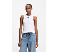 HUGO Camiseta de tirantes de algodón elástico con etiqueta con logo azul - StyleEasy Tank_B, 50508857 Blanco M