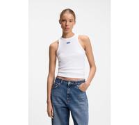 HUGO Camiseta de tirantes de algodón elástico con etiqueta con logo azul - StyleEasy Tank_B, 50508857 Blanco L