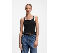 HUGO Camiseta de tirantes superpuesta extra slim en algodón - StyleDorough_B, 50564401 Negro / Blanco XL