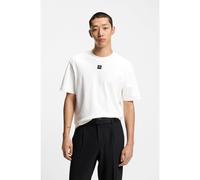 HUGO Camiseta en algodón interlock con insignia metálica con logo apilado - StyleDalile, 50505201 Blanco XS