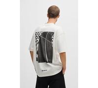 HUGO Camiseta en punto de algodón con estampados de carreras - StyleDrallie, 50531758 Natural L