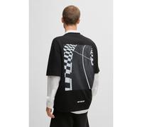 HUGO Camiseta en punto de algodón con estampados de carreras - StyleDrallie, 50531758 Negro M