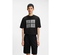 HUGO Camiseta en punto de algodón con ilustración de estilo biker - StyleDraxon, 50558405 Negro S
