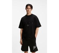 HUGO Camiseta en punto de algodón con ilustración estampada - StyleDuwrite, 50538958 Negro L