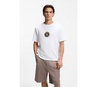HUGO Camiseta en punto de algodón con insignia bordada - StyleDobul, 50558407 Blanco S