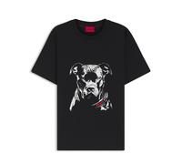 HUGO Camiseta de punto de algodón con ilustración de perro - StyleDubrox, 50553779 Negro S