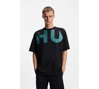 HUGO Camiseta loose fit en punto de algodón con logo envolvente - StyleNalftee, 50552485 Negro XS
