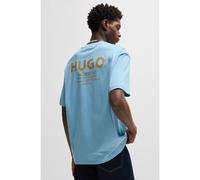HUGO Camiseta loose fit para niños en algodón con ilustración de logo en la espalda - StyleNalono, 50509776 Celeste S