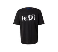 HUGO Camiseta de punto de algodón con ilustración de logo - StyleNamerix, 50554350 Negro M